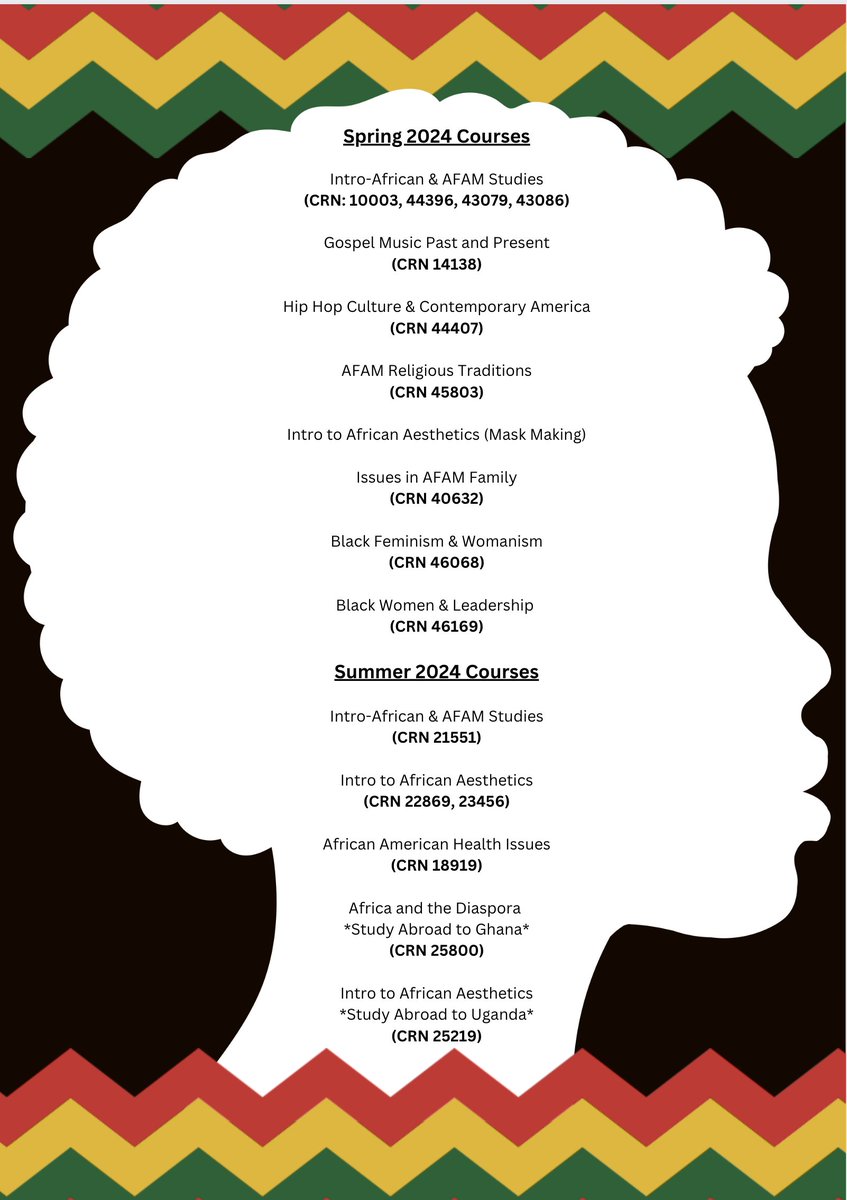 We have exciting courses planned for the Spring and Summer 2024. #AFAM #BlackStudies