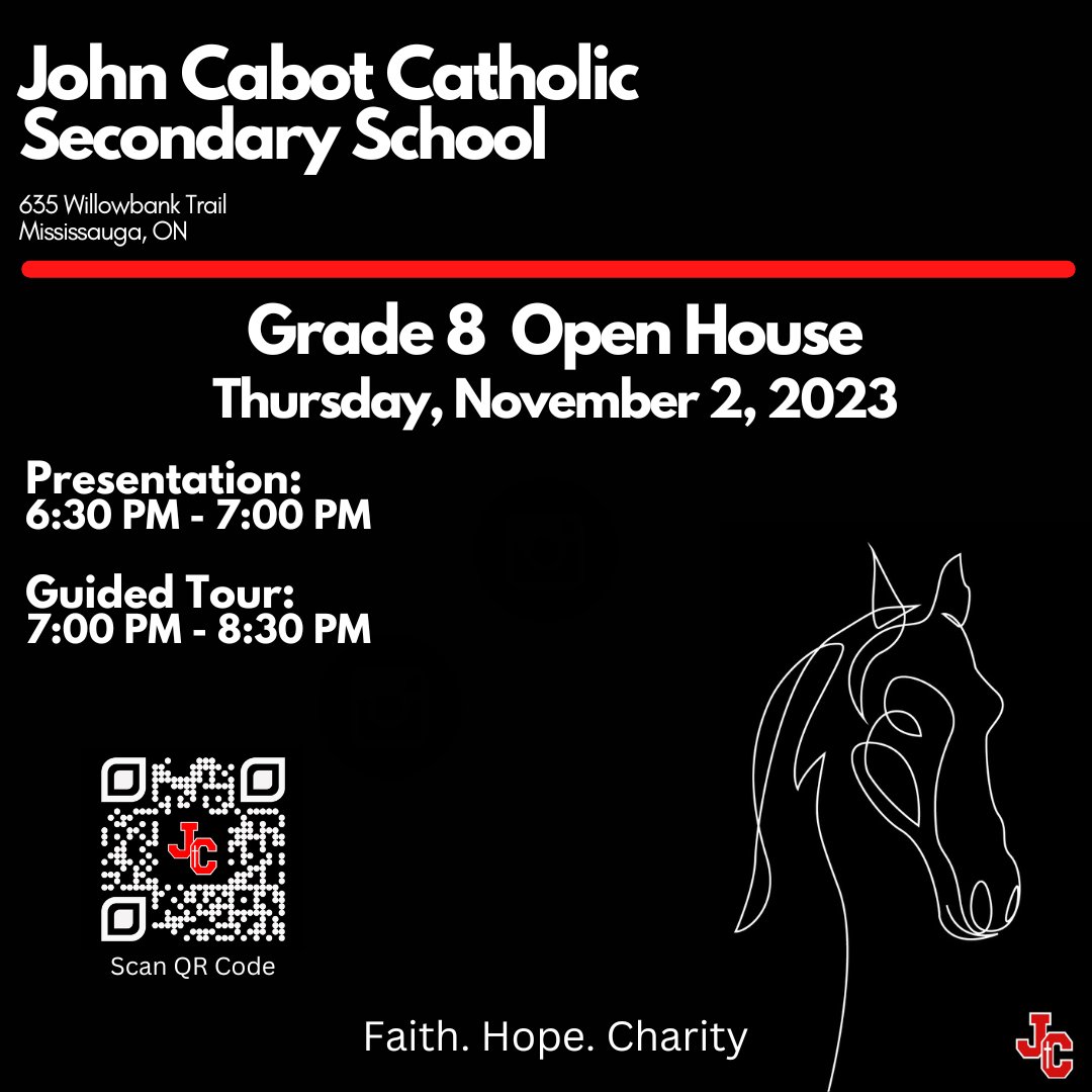 Our Grade 8 Open House is on Thursday, November 2nd. Come experience all that Cabot has to offer, including our Business SHSM, athletic programs, and our extra-curricular activities! We look forward to meeting our future Colts!