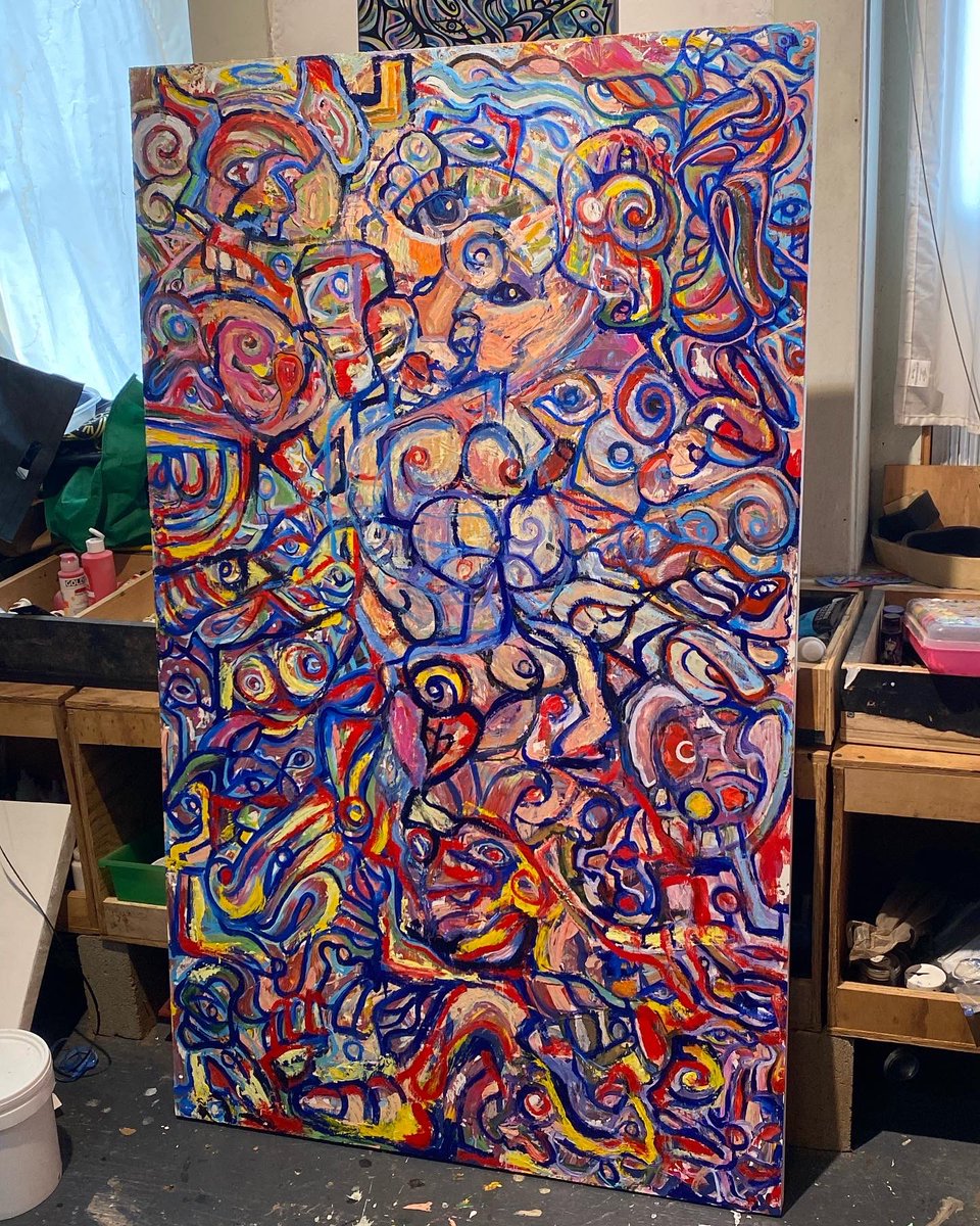 jesseblalockart's tweet photo. Serendipity, 2023
Acrylic on wood 
36”-60”

- This was the first collaboration painting between @jimbarsness and I -

#collaboration #acrylicpainting #art #ventingthroughcolor https://t.co/z5dtyTm7Sj