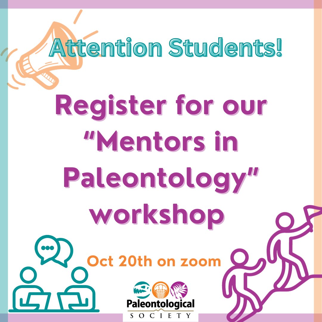 Join us for a networking and career info event with seven amazing mentors in paleontology🧑‍🤝‍🧑. Our mentors are excited to share their various backgrounds, pathways, and careers with you🥳. See more info and register here: docs.google.com/.../1FAIpQLSdr… #Paleo #GSA2023 #mentorship
