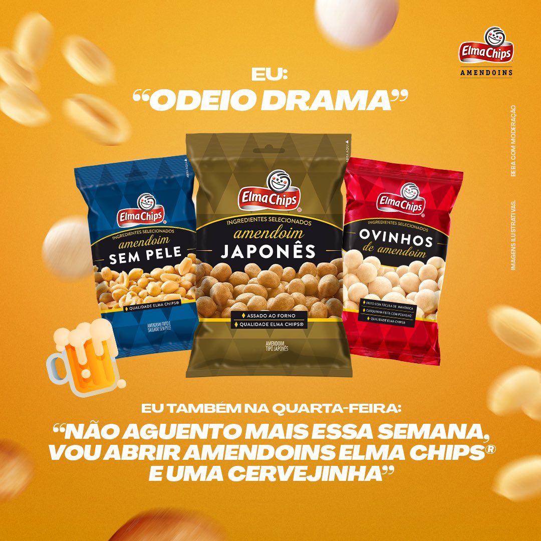 Semana puxada, guerreiro. Vai ficar tudo bem 🤝 #AmendoinsElmaChips