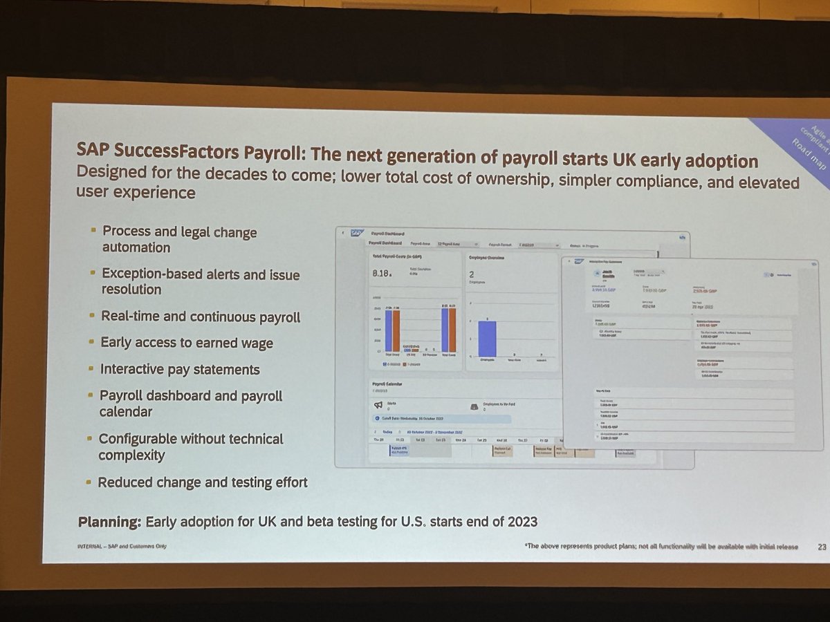 🔥New official name for Next Generation Payroll is SuccessFactors Payroll. In beta. Taking their time to get it right. #SuccessConnect