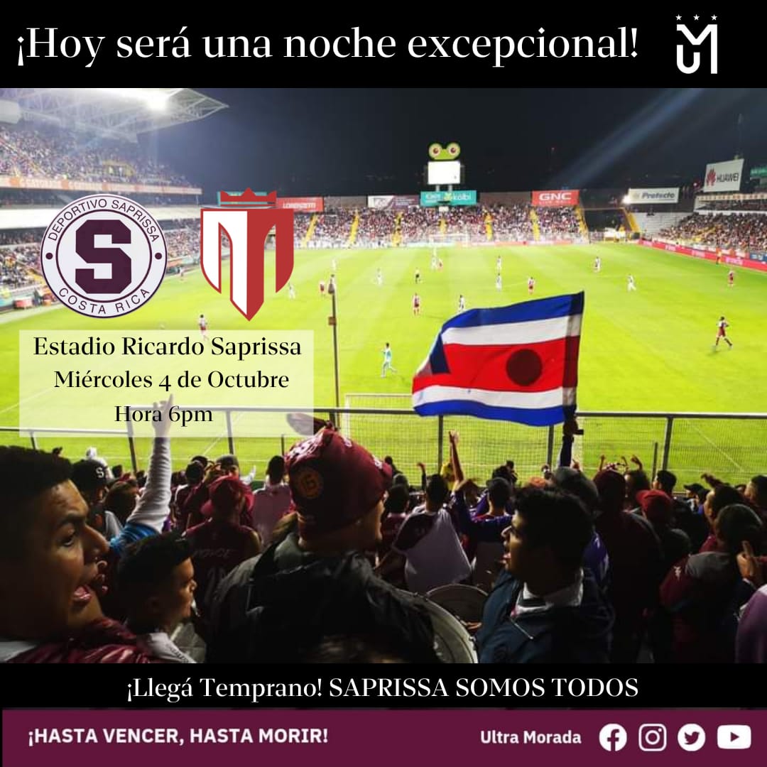 morada_ultra's tweet photo. Hoy La Cueva y afición seremos uno solo. Los esperamos desde temprano en las diferentes localidades del estadio para sacar juntos esta serie.

🇨🇷Somos Saprissa de Costa Rica🇨🇷

#AquíSeAlienta
#UltraMorada https://t.co/HW3RGqqXZh