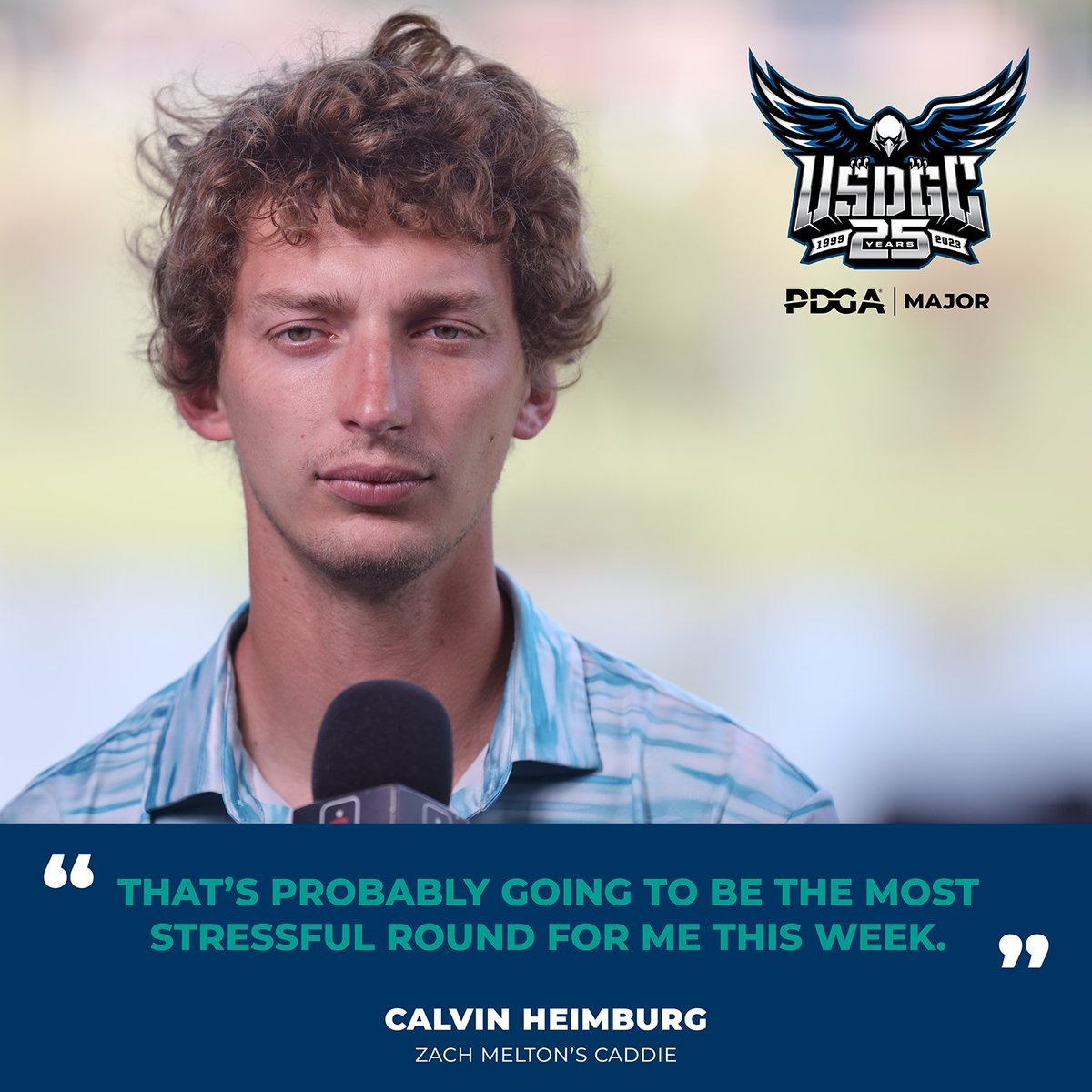 Calvin Heimburg was on the bag for Zach Melton during Monday qualifying at the 2023 #USDGC.

They got the job done.

#discgolf