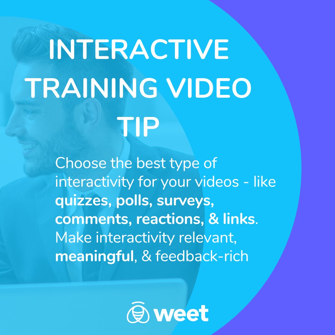 Make your videos more interactive with Weet!

Choose from quizzes, polls, surveys, comments, reactions, &amp; links. Make them relevant, meaningful, &amp; feedback-rich. 🚀

Try it for free today at weet.co

#weet #interactivevideos #interactivity #videotraining #videos