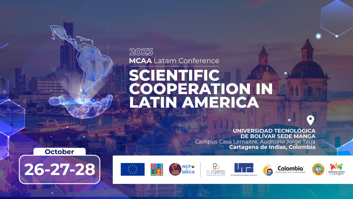 MCAA Brazil (@mcaa_br) on Twitter photo The III MCAA Latin America Conference is fast approaching!
🗓️26-28 October
📌Cartagena de Indias🇨🇴
Join the five <a href="/Mariecurie_alum/">Marie Curie Alumni Association (MCAA)</a> LAC Chapters, <a href="/EuraxessLAC/">Euraxess LAC</a>, <a href="/CCYK_COLOMBIA/">Colombia CCYK</a> and <a href="/RENATAColombia/">RENATA</a>, in this exciting regional conference.
More information: mariecuriealumni.eu/3rd-mcaa-latin… The III MCAA Latin America Conference is fast approaching!
🗓️26-28 October
📌Cartagena de Indias🇨🇴
Join the five <a href="/Mariecurie_alum/">Marie Curie Alumni Association (MCAA)</a> LAC Chapters, <a href="/EuraxessLAC/">Euraxess LAC</a>, <a href="/CCYK_COLOMBIA/">Colombia CCYK</a> and <a href="/RENATAColombia/">RENATA</a>, in this exciting regional conference.
More information: mariecuriealumni.eu/3rd-mcaa-latin…