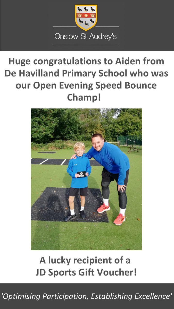 Congratulations to all those who took part in our Open Evening speed bounce competition! 

Well done to Aiden for coming out on top! 

<a href="/OnslowStAudreys/">Onslow St. Audrey's</a> 

#TeamOSA