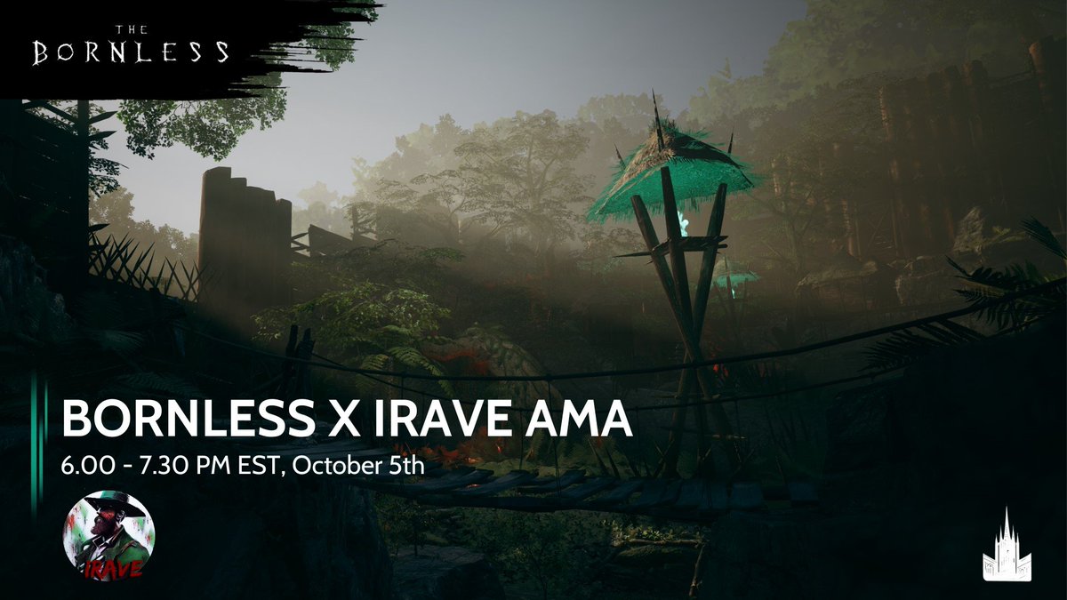The Bornless (@thebornlessgame) on Twitter photo ๐ฅ BORNLESS X IRAVE AMA ๐ฅ
The time draws near for us to open the gates to your inquiries.๐ต๏ธโโ๏ธ
Join us for an AMA session with <a href="/Call_meRave/">๐ช Rave ๐๐บ๐ผ๐น</a> and <a href="/OhNoezYogi/">Josh P | Cathedral</a> on Oct 5th at 6PM EST
We know you will have questions after the playtest, we hope to answer as many as we can.
Linksโฌ๏ธ ๐ฅ BORNLESS X IRAVE AMA ๐ฅ
The time draws near for us to open the gates to your inquiries.๐ต๏ธโโ๏ธ
Join us for an AMA session with <a href="/Call_meRave/">๐ช Rave ๐๐บ๐ผ๐น</a> and <a href="/OhNoezYogi/">Josh P | Cathedral</a> on Oct 5th at 6PM EST
We know you will have questions after the playtest, we hope to answer as many as we can.
Linksโฌ๏ธ