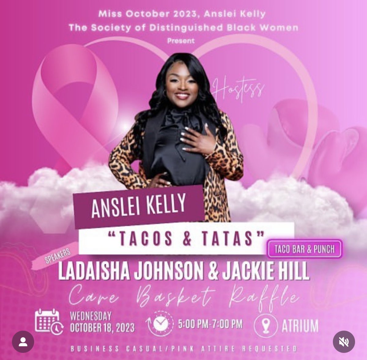 Miss October &amp; The Society of Distinguished Black Women presents to you Tacos &amp; Tatas! See you there 👀🎟️!
