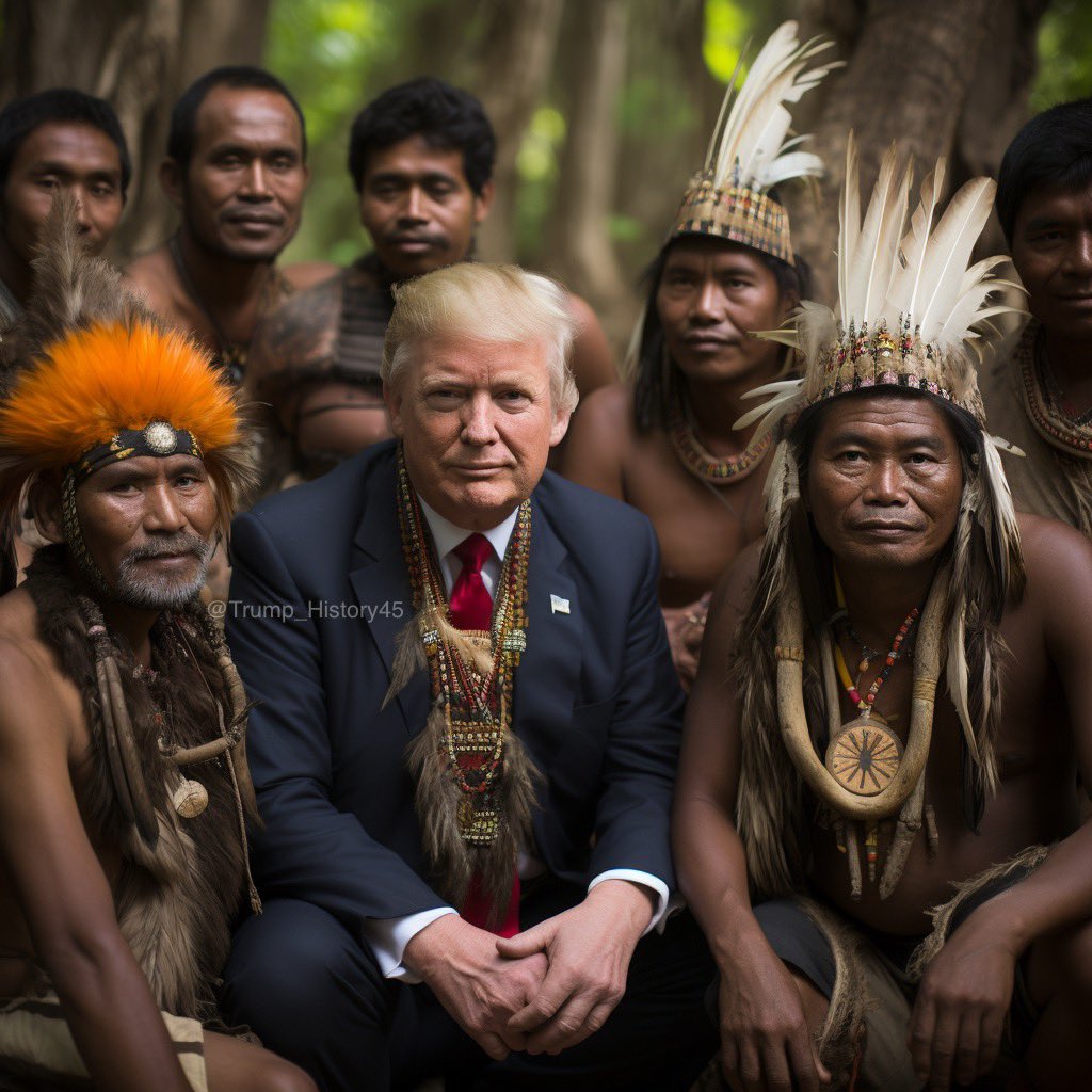 Donald Trump becomes the first man to be accepted into the Sentinelese tribe.