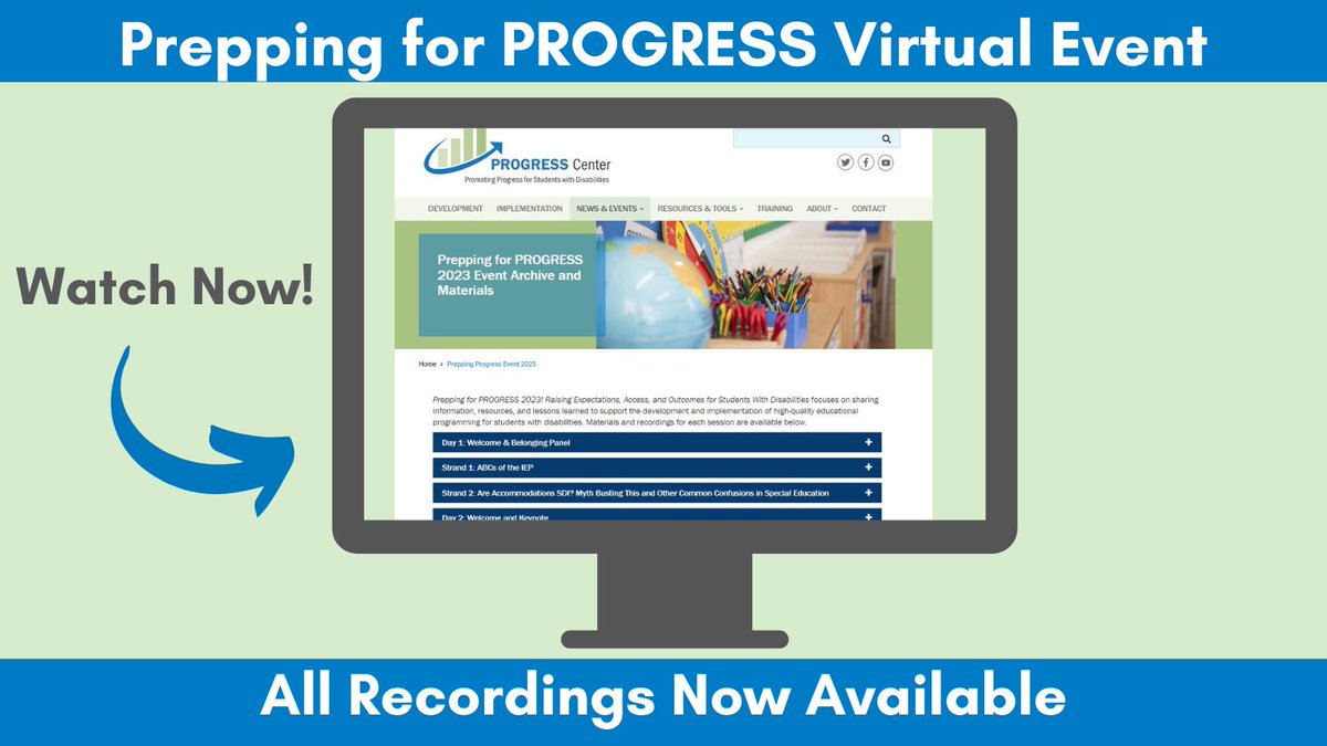 K12PROGRESS's tweet photo. Looking for free resources for educators who support students with disabilities? Check out the archive from our virtual learning event, with topics from #IEP basics to specially-designed instruction, family engagement, intensive intervention, and more: https://t.co/PbiJYmSj4H https://t.co/1ZpPFsgnB3