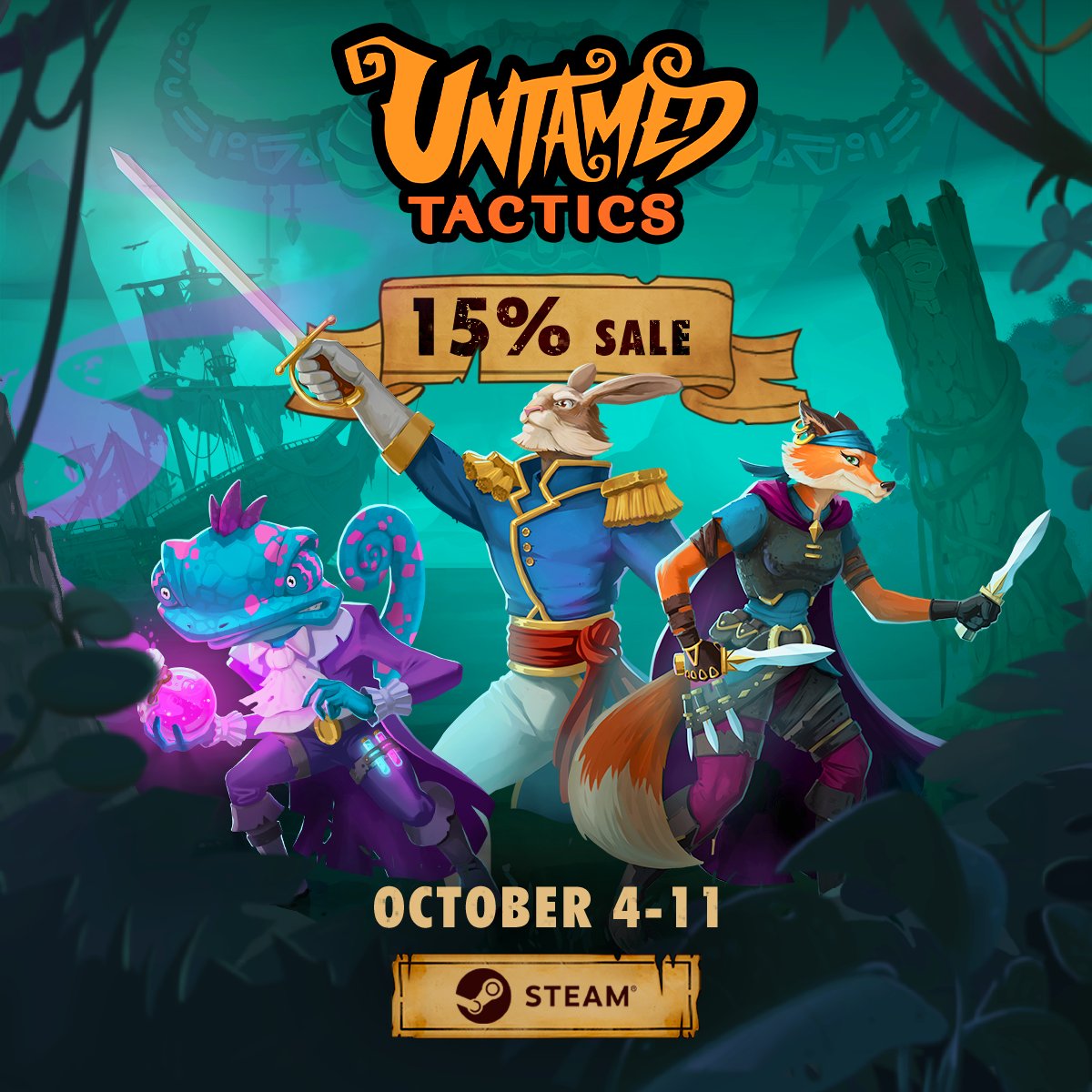 Greetings, commanders! 🦊

It is a pleasure for me to announce that Untamed Tactics is going on a week-long Steam SALE, with a discount of 15%!

Go and grab your copy! ➡️ ravenage.ink/3PcEMPc

#indiegames | #games | #steam