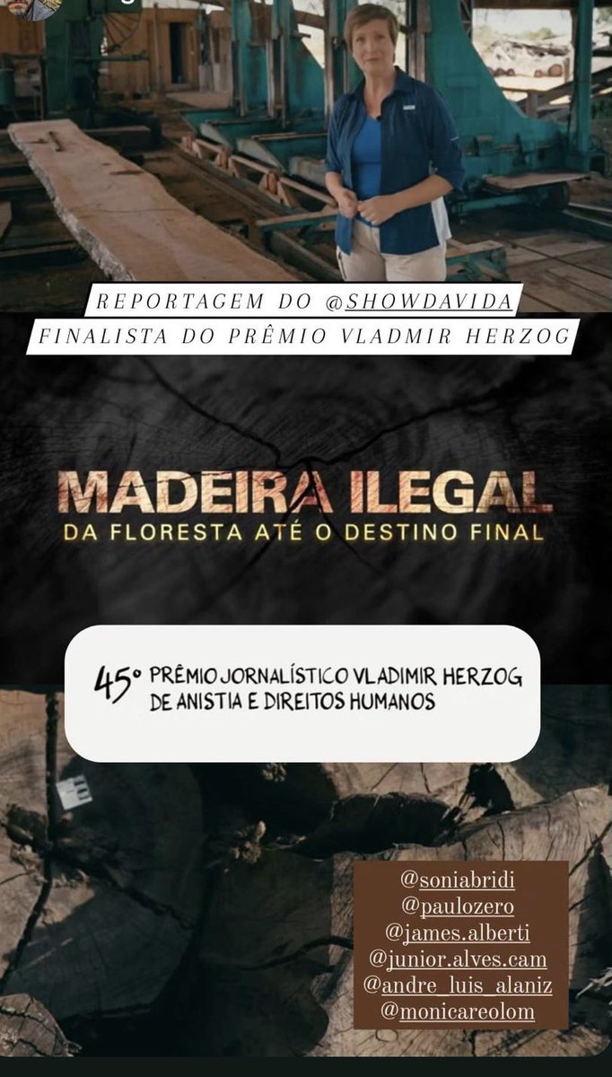 Reportagem do Fantástico sobre extração ilegal de madeira em terras indígenas na Amazônia é finalista do 45º Prêmio Vladimir Herzog de Anistia e Direitos Humanos 2023 youtube.com/channel/UCovM_…