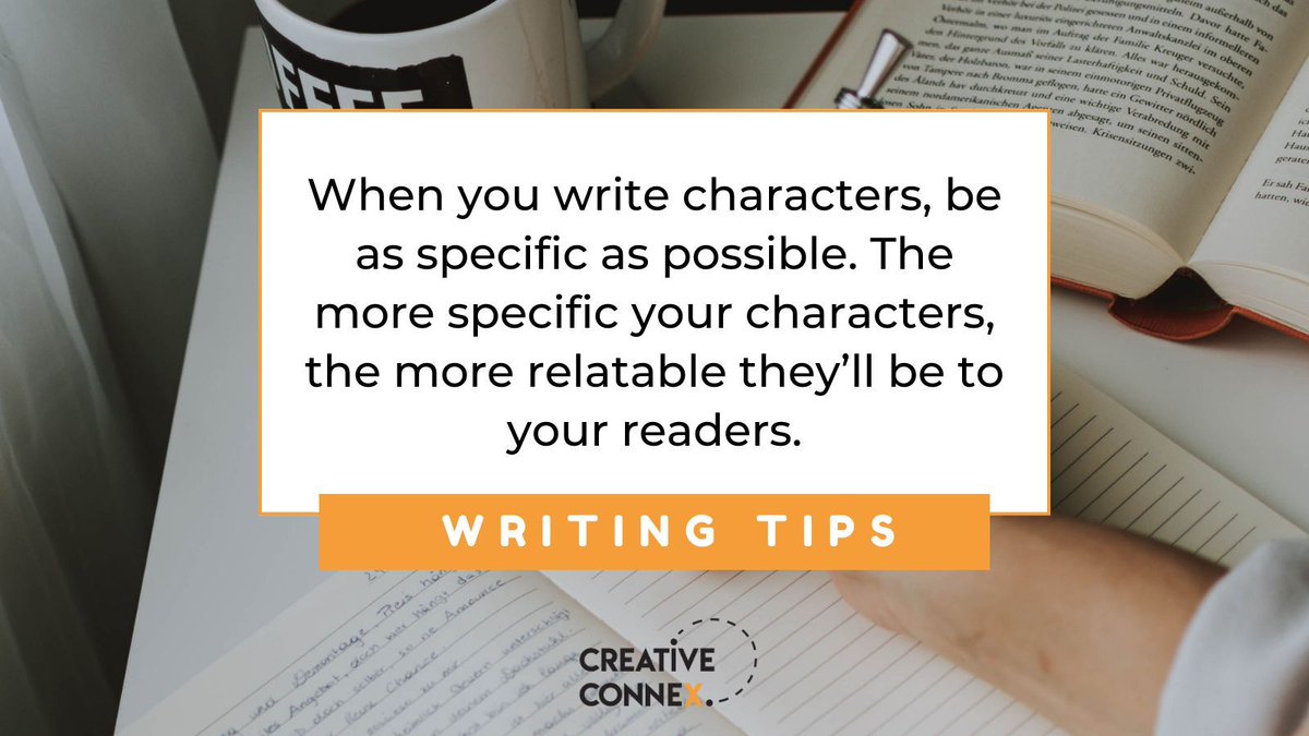 creative_connex's tweet photo. Write your character until you see them in your mind, then you know your reader will see them too.

Comment and share your best writing tips!

#CreativeConnex #WritingTips #books #authors #aspiringauthors #amwriting #amediting  #writingcommunity #writingtools https://t.co/ifTwIjgrqI