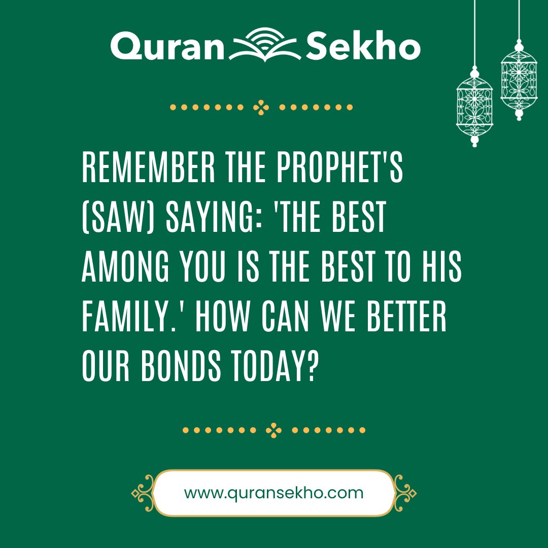 QuranSekho's tweet photo. In the echo of the Prophet's (SAW) wisdom, let's sculpt stronger bonds today. 

How can our actions breathe life into this profound teaching, weaving threads of love, respect, and compassion? 🌺

#PropheticWisdom #FamilyFirst #BondsThatMatter #LoveAndRespect https://t.co/sh95D8EjQY