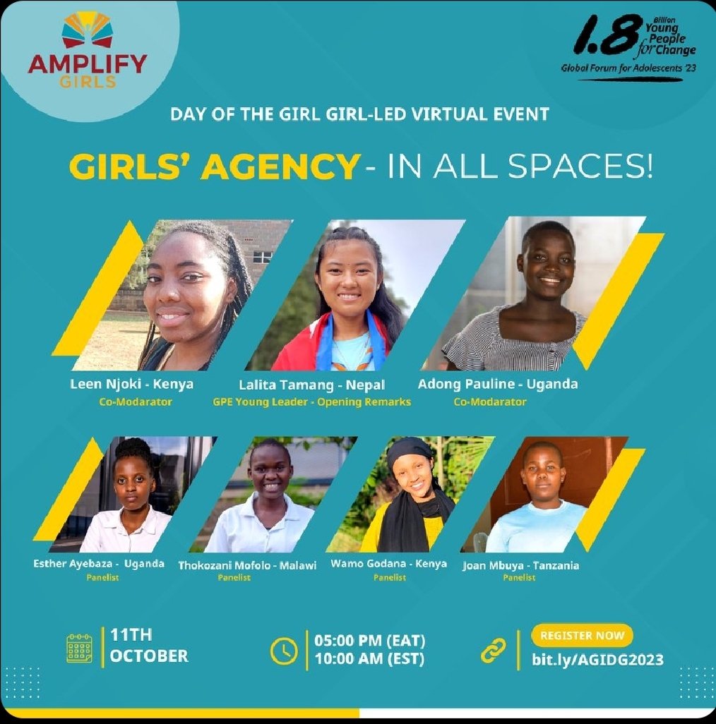 Mark your calendars and join us at our #IDG2023 girl-led event titled; GIRLS AGENCY - IN ALL SPACES! Come hear girls speak on the importance of developing their agency! Register Today!🔗bit.ly/AGIDG2023 #AMPLIFYHer #1point8
