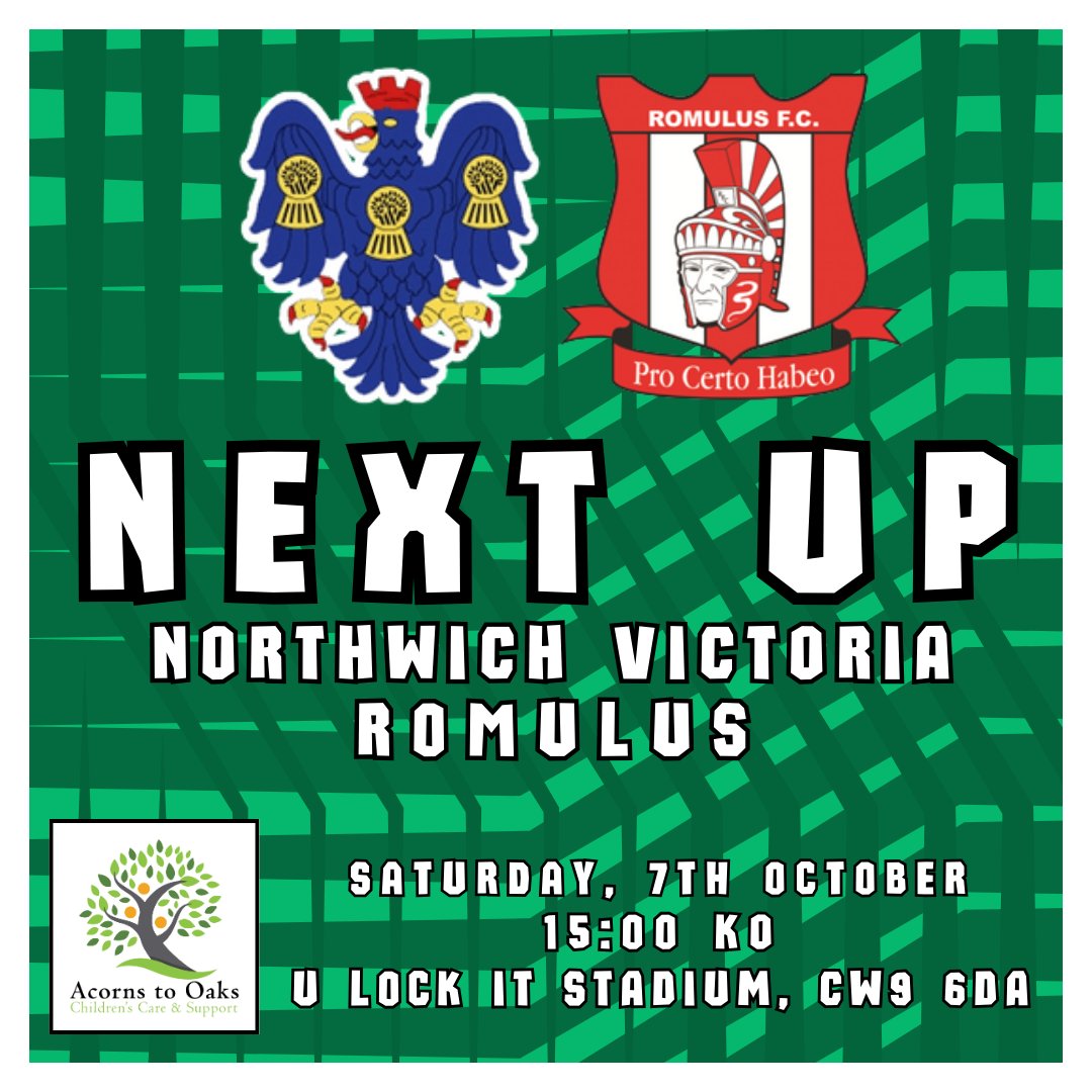 NorthwichVicsFC's tweet photo. ๐ก๐๐ซ๐ง ๐จ๐ฃ | ๐๐๐๐ ๐๐ง ๐๐ข๐ ๐
๐ 07.10.23
โฐ 15:00 KO
๐ @Romulus_fc
๐ @MidlandLeague
๐๏ธ U Lock It Stadium, CW9 6DA
๐๏ธ ยฃ8 Adults, ยฃ5 Concessions
๐ Preview | https://t.co/YhYDZQkBLX
#Vics | #Trickies | #ZiggaZagga https://t.co/daIgntqlNY