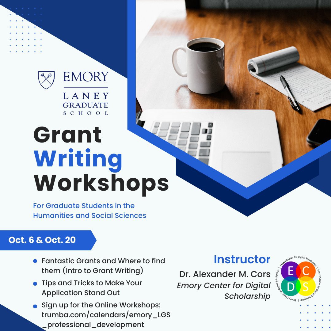 alexander_cors's tweet image. Interested in Grant Writing? Sign up for two LGS workshops, taught yours truly. 

More info and registration:  trumba.com/calendars/emor…