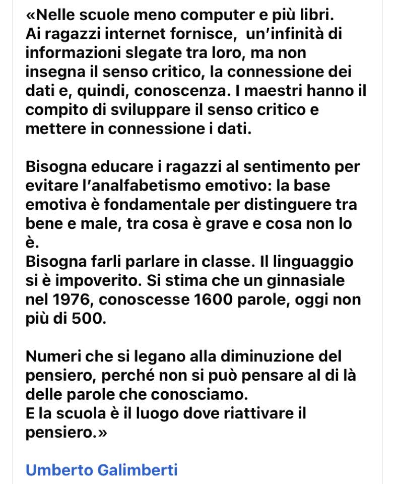 #frasi #frasibelle #frasedelgiorno #4ottobre #frasimotivazionali #aforismi #frasifilosofiche #citazioni #frasitop #ognigiornounafrase #buongiorno #frasidelgiorno #frasibellissime #aforismadelgiorno #pensierodelgiorno #pensieri #parole #umbertogalimberti #Umberto #Galimberti