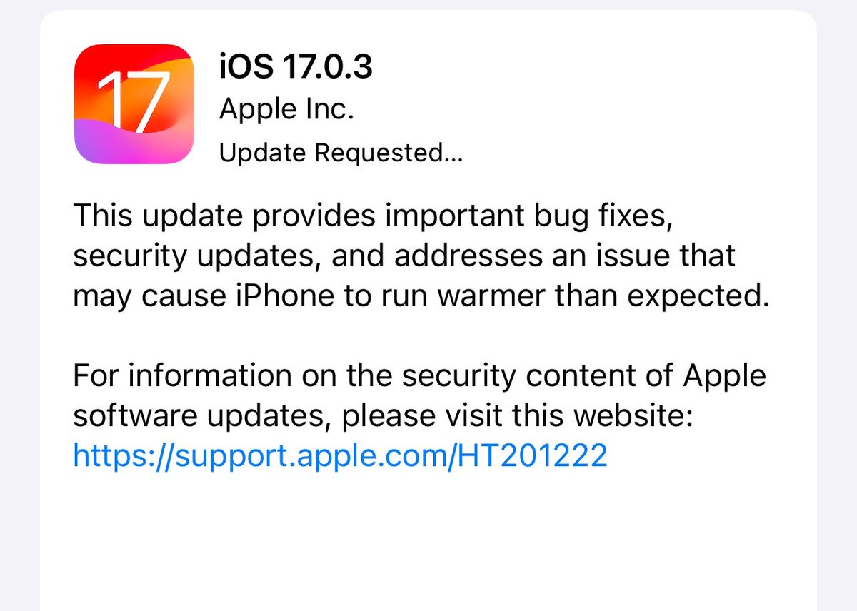 cheguwera's tweet image. #Apple heating issue solved 
#iOs1703 #iOS173