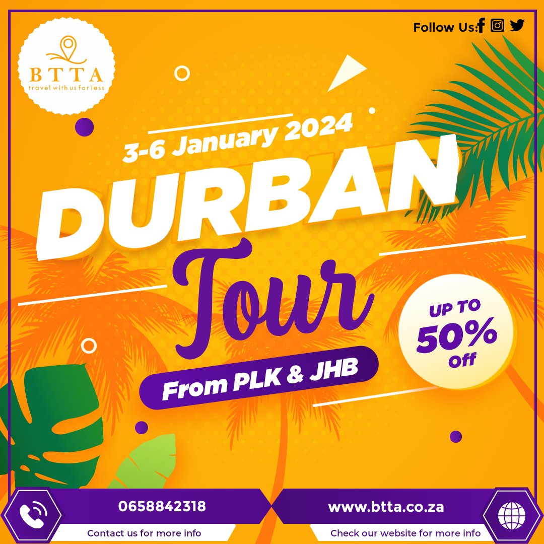 BrianTravelTour's tweet photo. 🔌 
For bookings 
065 884 2318 | info@btta.co.za https://t.co/J6ZtmbXoiH