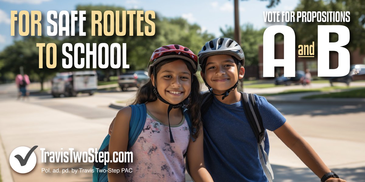 RedLineParkway's tweet photo. Early voting is in 3 weeks! Please vote for BOTH Travis County Props A & B for more safe routes to school!
We can celebrate future National Walk & Bike to School Days on the Howard Lane Shared-Use Path to McNeil High School, part of Prop. A!
https://t.co/Zu7zzw9EEi #TravisTwoStep https://t.co/4pxuab1bwc