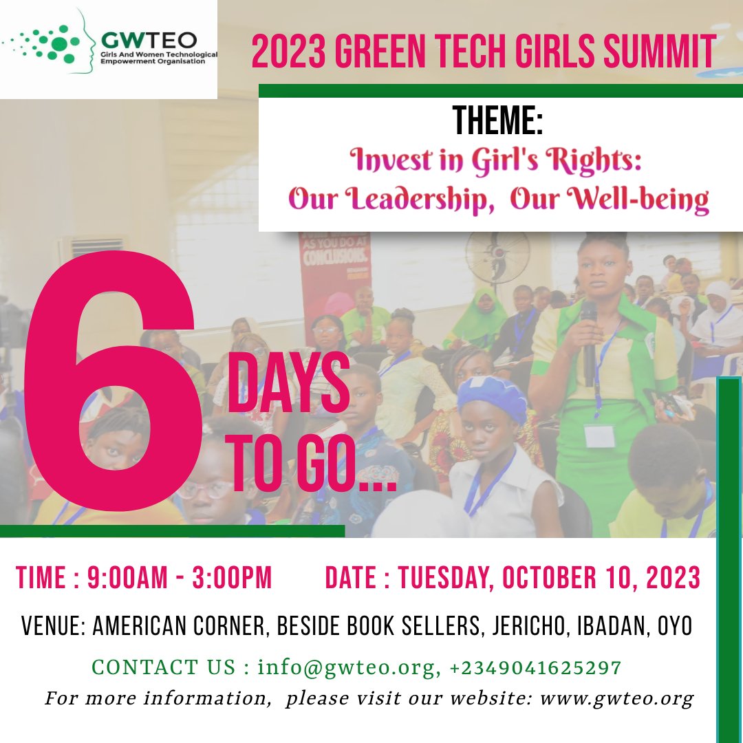 We are thrilled about the Green Tech Girls Summit, an event that aims to ignite the spark of leadership and environmental consciousness in young girls. As we celebrate International Day of the Girl Child, join us for a day filled with inspiration, education, and empowerment.