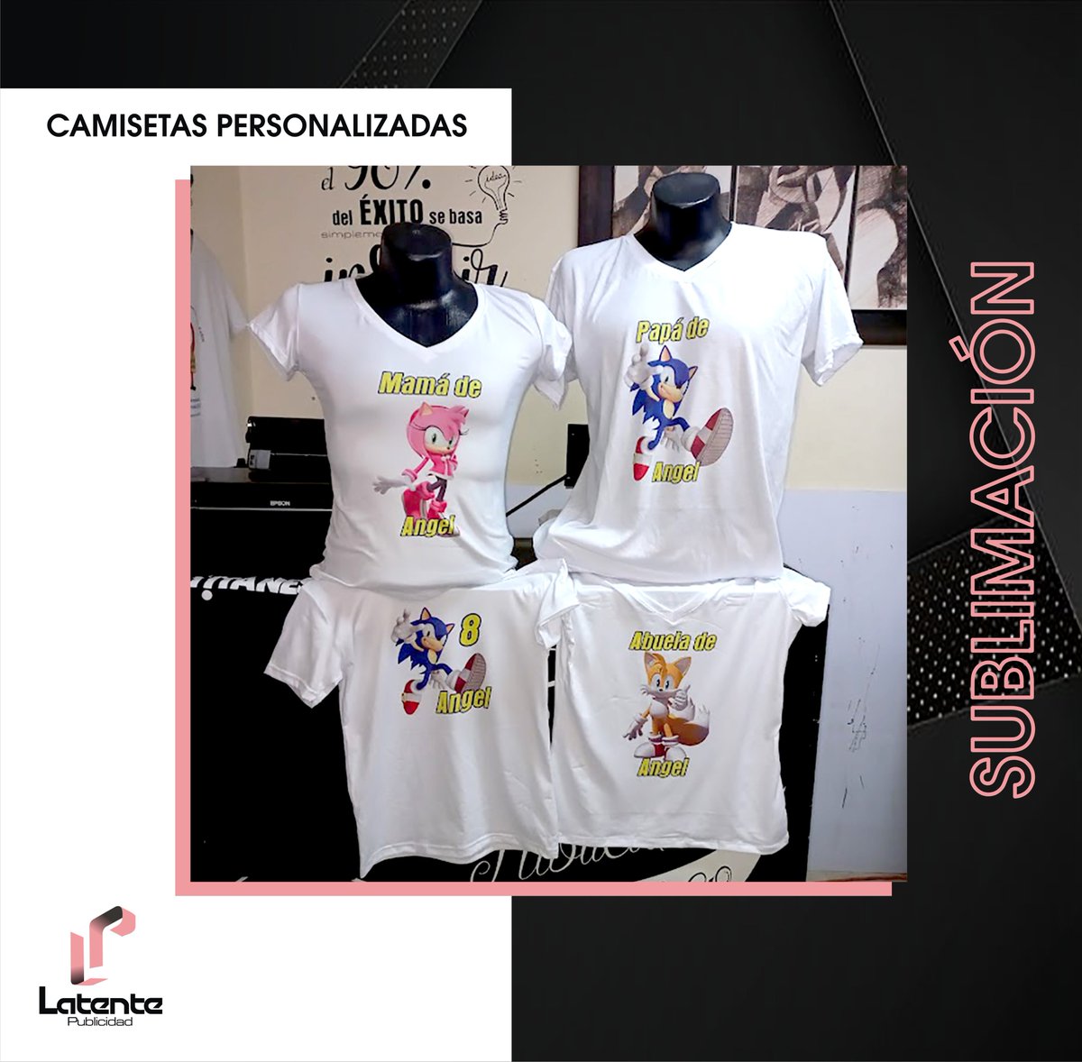 LatenteP's tweet image. #sublimación #estampados #latente #latentepublicidad #sonic #camisetas #familia