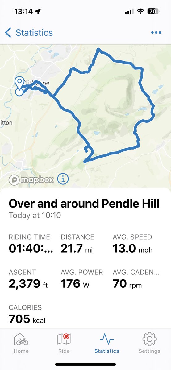 dpb1961's tweet photo. First real test of the knee replacement today - up and around Pendle Hill - stiff and sore muscles now….but….the knee feels really strong #ebike #cube #witchesofpendle https://t.co/o4PKmfo7ak
