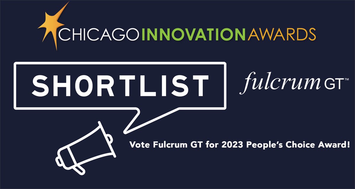 Big News! Fulcrum GT is a top 100 People’s Choice Award finalist at the #2023ChicagoInnovationAwards 🏆 
We need the support of our incredible community to clinch victory!
🗳️ Cast YOUR vote through the link below &amp; help us secure this prestigious accolade:
hubs.ly/Q024mD2_0