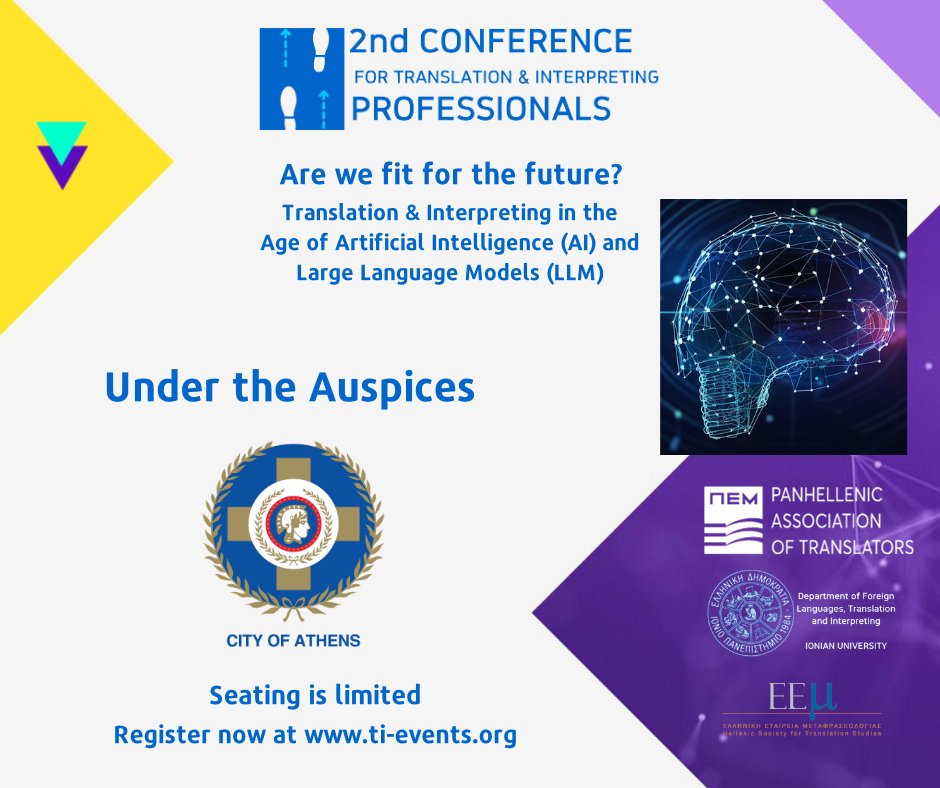 Panhellenic Association of Translators (PEM) (@pem_pat) on Twitter photo 🙏🎉 The 2nd Conference for Translation and Interpreting Professionals will be held under the auspices of the <a href="/AthensMayor/">Δήμος Αθηναίων</a>! 🎉🙏
A warm thank you to the City of Athens for their support! 🌐🤝
🚀Seating is limited - register now: ti-events.org/en
#xl8 #t9n #1nt #events 🙏🎉 The 2nd Conference for Translation and Interpreting Professionals will be held under the auspices of the <a href="/AthensMayor/">Δήμος Αθηναίων</a>! 🎉🙏
A warm thank you to the City of Athens for their support! 🌐🤝
🚀Seating is limited - register now: ti-events.org/en
#xl8 #t9n #1nt #events