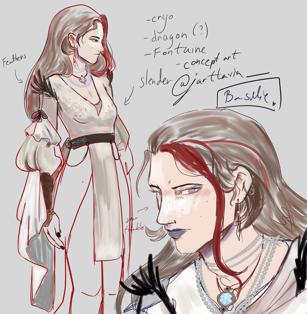 jarttaviarchive's tweet photo. #Neuvillette has me in a chokehold so I made myself an OC <3 I have been putting off making a dragon style OC for far too long. So here she is now! Working on fleshing her out slowly
#GenshinImpact  #genshinoc #Genshin  #dragonoc #dragon #vishap #GenshinImpactOC https://t.co/13SUWyXjBM