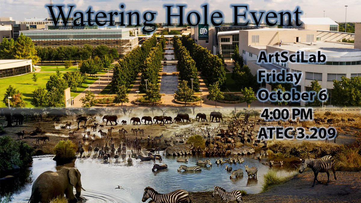 📢 #UTDallas! Join us on Oct 6th, 4-6 pm at Edith O'Donnell A&amp;T Building, ArtSciLab 3.209 for the 
ArtSciLab WateringHole! Dive into topics from advanced AI to the future of faith. Plus, live watercolor 🎨. Snacks on us! 🍪 Details below.