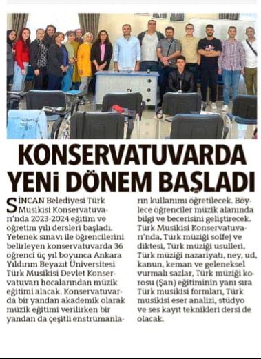 aybu_tmdk's tweet photo. KONSERVATUVARIMIZ VE SİNCAN BELEDİYESİ ARASINDA YAPILAN PROTOKOL İLE KURULAN "SİNCAN BELEDİYESİ TÜRK MUSİKİSİ KONSERVATUVARI" 2023 - 2024 EĞİTİM DÖNEMİNE 30 EYLÜL 2023 TARIHİNDE BAŞLAMIŞTIR. https://t.co/AX25u2ODXF