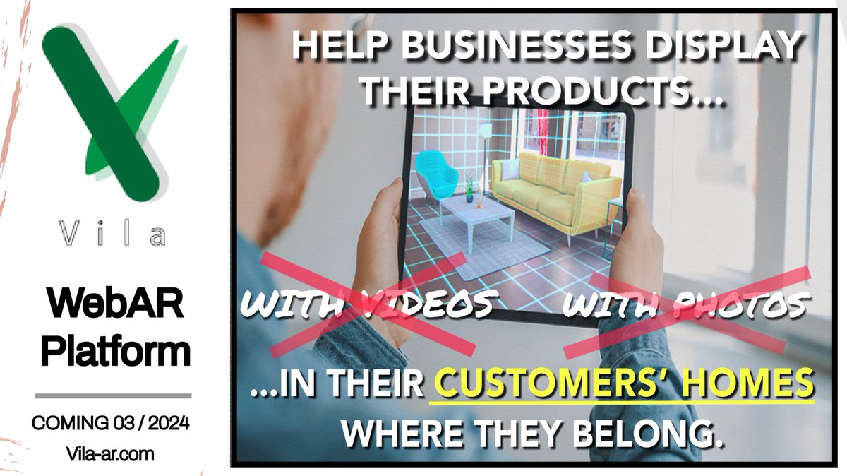 Our upcoming WebAR platform, Vila, is going live March 2024!

vila-ar.com

#webar #augmentedReality