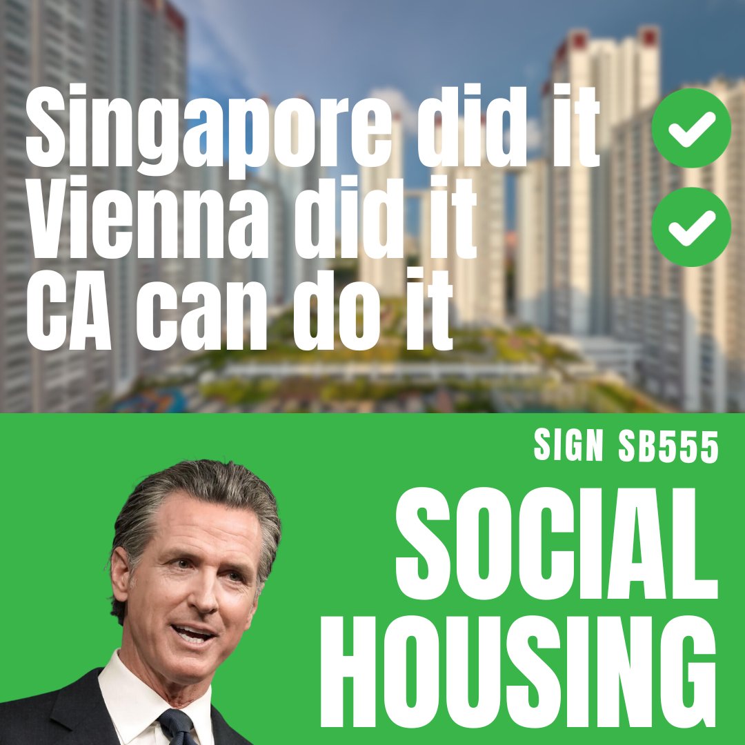 California has a global reputation for innovation and progressive values. It now has a golden opportunity to follow in the footsteps of dynamic hubs like Singapore and Vienna and become a leader in #socialhousing. We urge <a href="/GavinNewsom/">Gavin Newsom</a> to sign #SB555 @AishaBBWahab