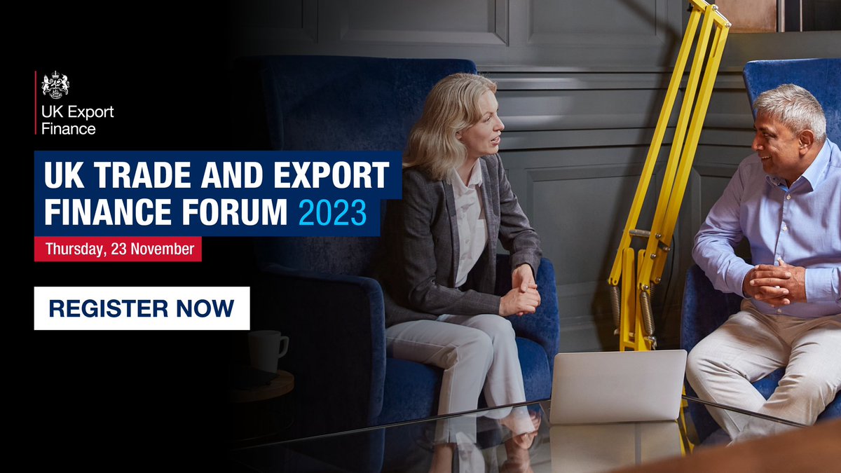 Join UK Export Finance and 700 representatives from business, banks, government and trade associations, on Thursday 23 November to hear from leaders in business and trade finance. @UKEF one not to be missed! #export Register here: eu.eventscloud.com/website/11649/ #UKEF2023