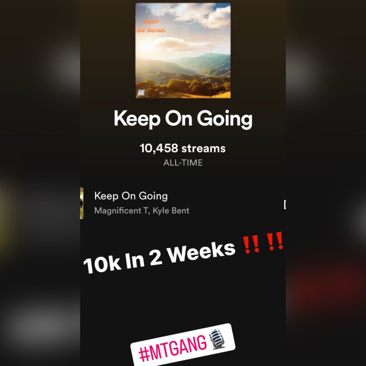 My New Single Keep On Going Has Done 10k On Spotify So Far In 2 Weeks ‼️ Shout Out To Everyone Listening 🙏🏼 And Link Below If You Haven’t Yet ‼️👇🏼👇🏼
-
hyperfollow.com/MagnificentT
-
#MTGang🎙️ #Rap #HipHop #KeepOnGoing #KyleBent
#NewSong2023 #Spotify