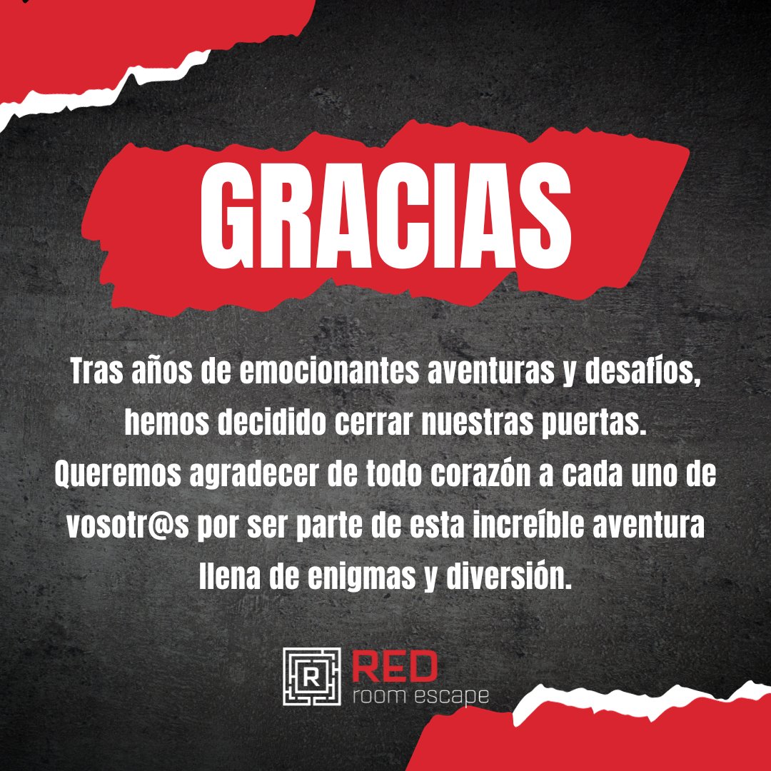 🚪 ¡Anuncio Importante! 🚪

Tras años de emocionantes aventuras y desafíos en RREE, hemos decidido cerrar nuestras puertas. Queremos agradecer de todo corazón a cada uno de vosotr@s por ser parte de esta increíble divertida travesía.

¡Hasta siempre, amantes de los desafíos! 💔🔐