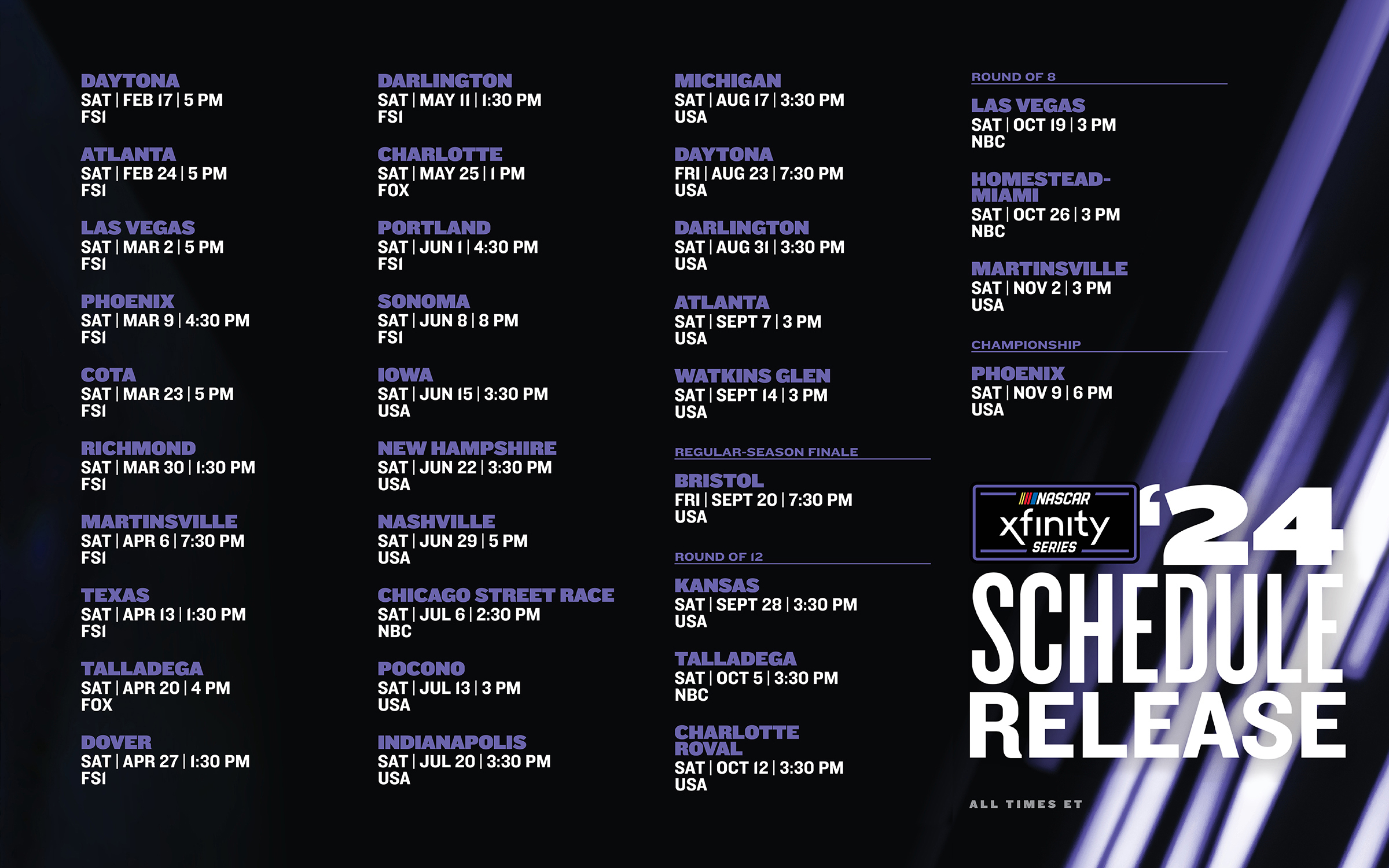 Xfinity Race Schedule For 2025
