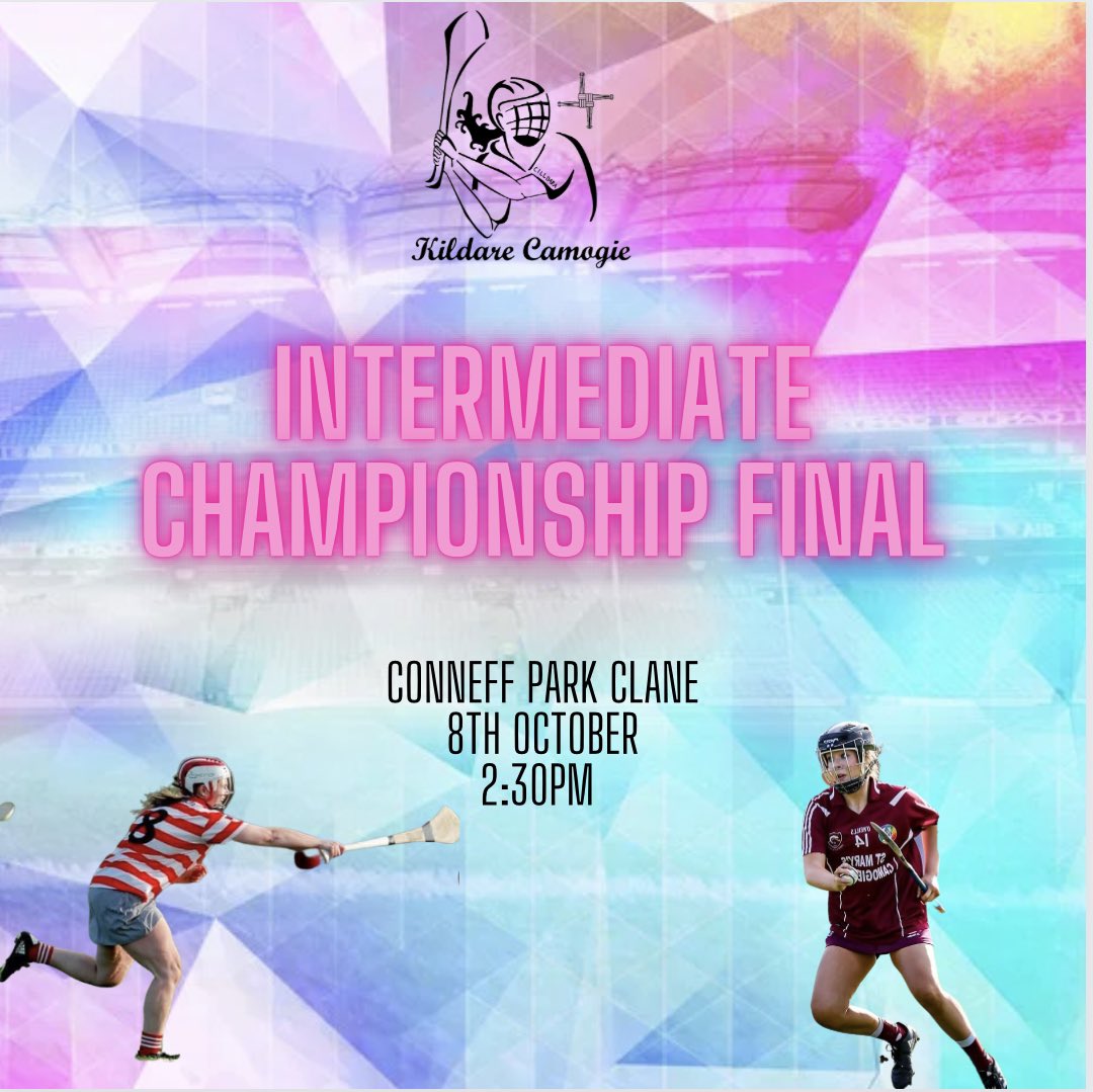 KildareCamogie's tweet photo. Cappagh V Leixlip 

The stage is almost set for Kildare Camogie Intermediate Championship Final this Sunday October 8th in Conneff Park Clane. Who will come out on top and claim the silverwear this year?🏆 

Let’s get to Clane and support the girls this weekend. https://t.co/kUEpb3LErq