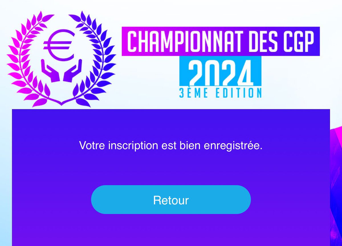 Inscription Validée pour le #championnatcgp 2024 ✌️