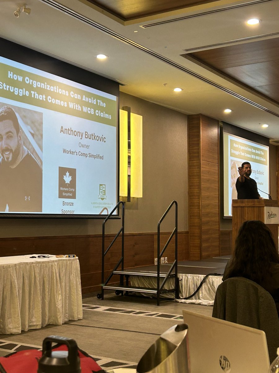 Starting the afternoon off with an amazing session from Anthony Butkovic #wokerscompsimplified <a href="/AlbertaEHSA/">Alberta Education Health and Safety Association</a>