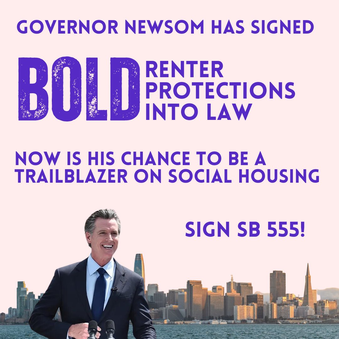 California has a global reputation for innovation and progressive values. It now has a golden opportunity to follow in the footsteps of dynamic hubs like Singapore and Vienna and become a leader in #socialhousing. We urge <a href="/GavinNewsom/">Gavin Newsom</a> to sign #SB555 @AishaBBWahab