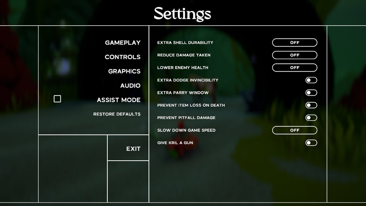 AggroCrabGames's tweet photo. New to Soulslikes? Or maybe just not a fan of punishing gameplay? Try out our ASSIST OPTIONS!

Another Crab's Treasure was designed to make soulslike games more accessible. You can find these options in the settings when paused. Adjust the game to your liking 🦀 https://t.co/DppNPJt7y1