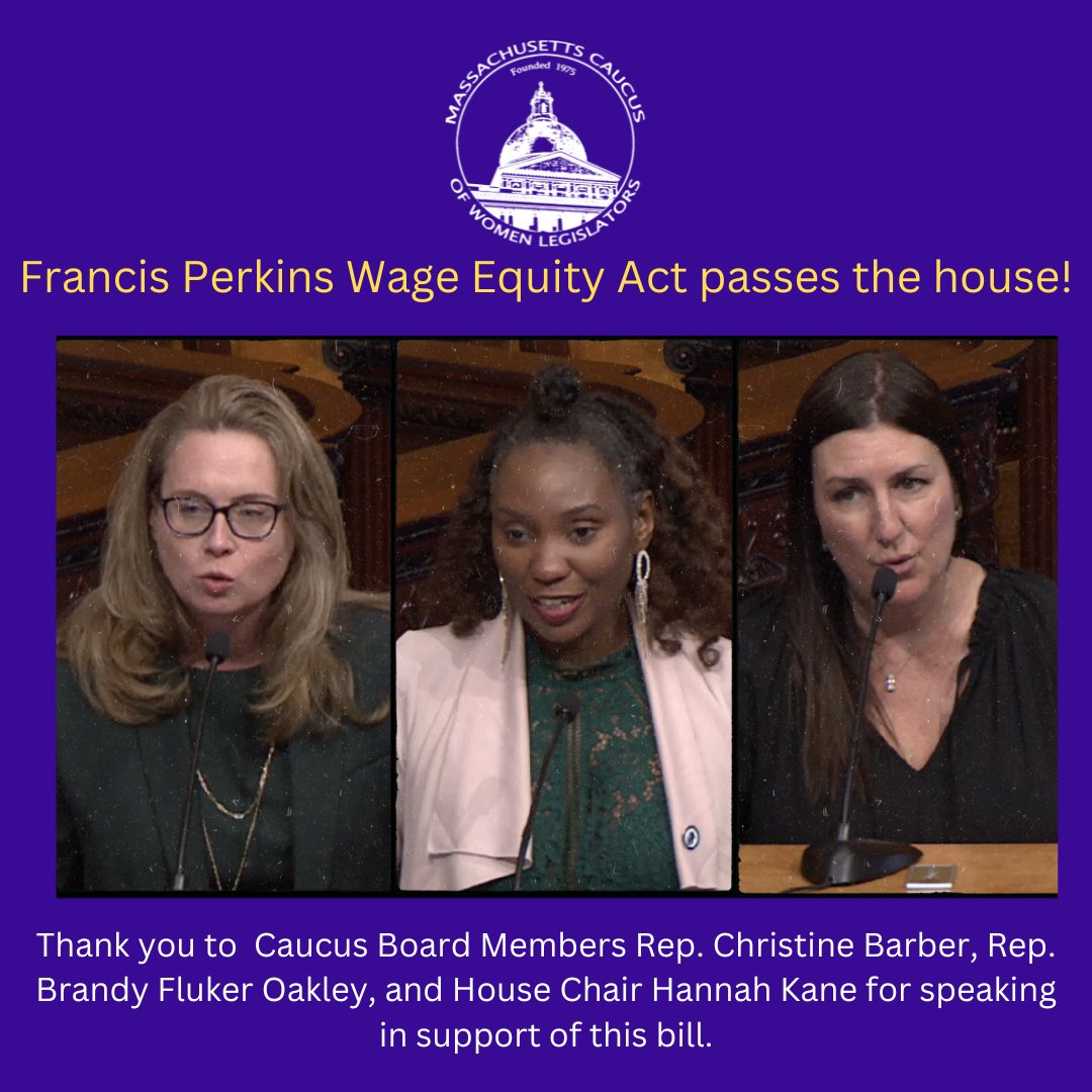 The Francis Perkins Wage Equity Act passed the House today! Thank you to Speaker @RonMariano, Chair @RepMichlewitz, House sponsors @joshscutler, @TeamBrandy617, @RepDaveRogers, and @Barber4StateRep for their work and to them and @HannahEKaneMA for speaking in support! #mapoli