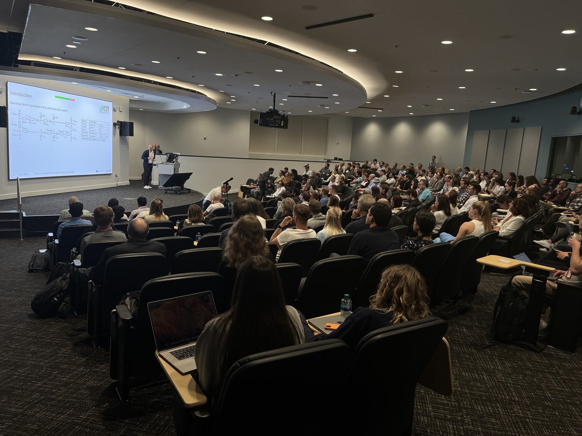 axel_loewe's tweet photo. Full house for Tobias Gerach's presentation of the Maastricht Simulation Award #MSA work of our mechanical heart model with refined representation of the mitral valve: https://t.co/Vp0DETUwbu
Congratulations to the whole team! @Jonathan_K96, @steffen_schuler @camo_kit 
#CinC2023 https://t.co/GXHAI8vcIs