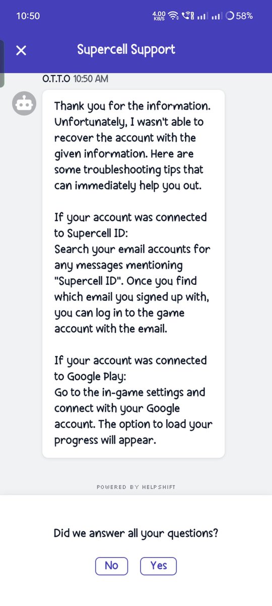 SinghSundram's tweet photo. Which I don't have, I tried to reach via in game contact us but no help and I even mailed your team regarding this but i didn't get any good response. I have all the details even though all the progress is saved in my Google account. Please help me to regain my Village. Please https://t.co/9lAcF7pyPP