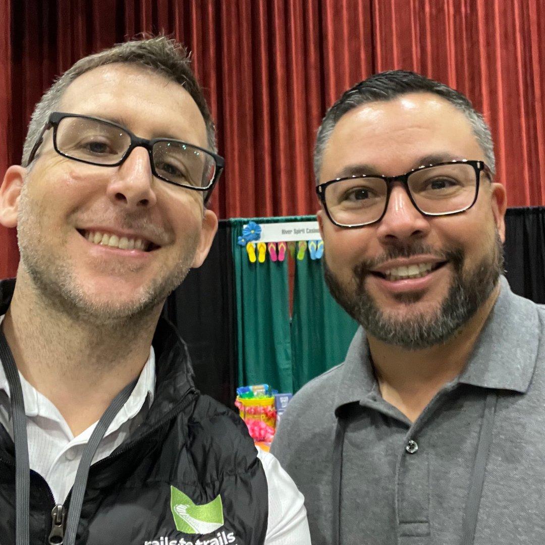 railstotrails's tweet photo. #TeamRTC is thrilled to be at the 25th Annual American Indian Tourism Conference this week to learn about, celebrate and elevate Indigenous tourism + exchange ideas about the tourism potential of trails, including projects like the Great American Rail-Trail!

#AITC2023 #AIANTA https://t.co/AMf91KyPHn