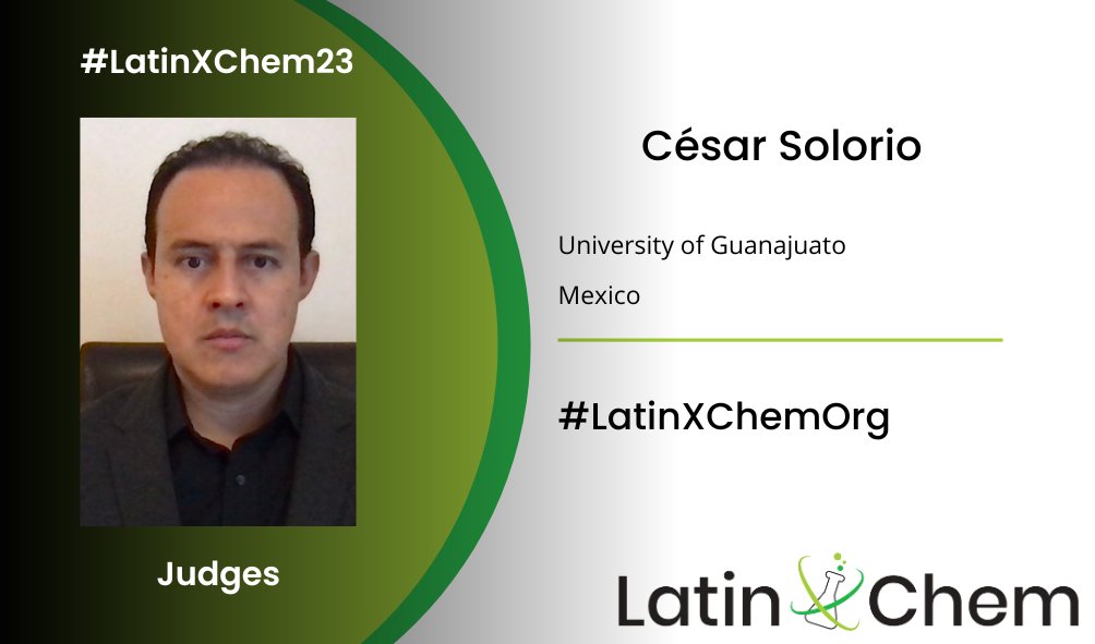 Hello everyone.

I am César R. Solorio-Alvarado professor at Guanajuato University in México. 
Our research is focused in iodine(III) chemistry and gold(I) catalysis.
cesarrogelio.wixsite.com/crsa/publicati…

We kindly invite you to participate in the annual LatinXchem 2023 meeting #LatinXChem23